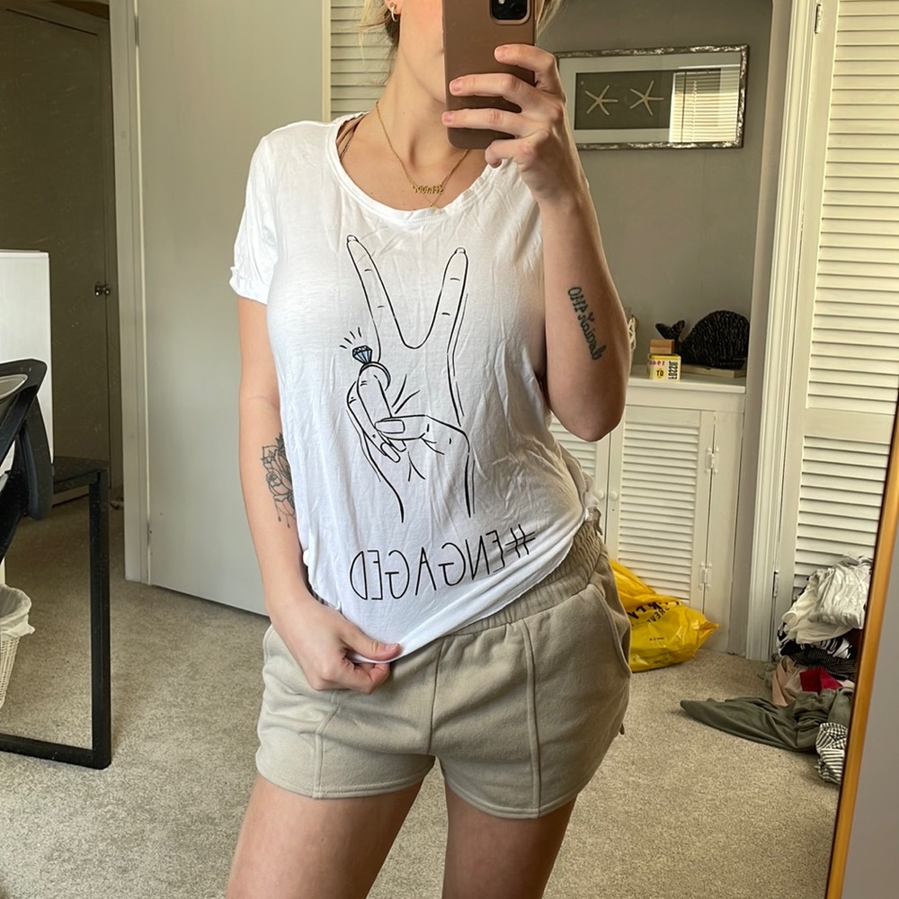 “Engaged” white T-shirt